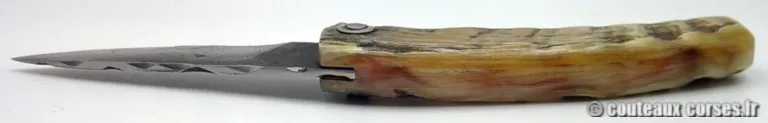 Curnichjolu lame 2.0 mm acier carbone et corne de bélier naturelle-7 couteaux-corses-Pm030225-7